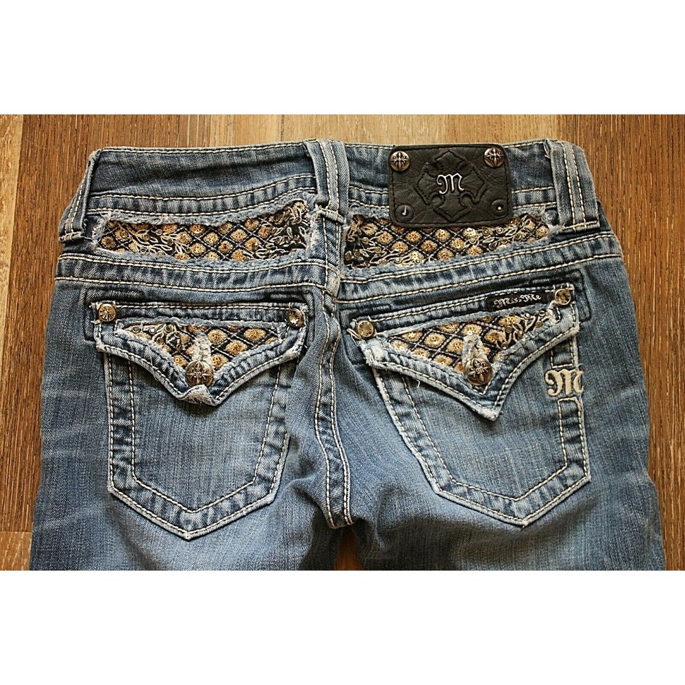 Miss Me 25x33 JP5645B Jeans Women rodeo country western flirty pockets bling - Picture 3 of 6